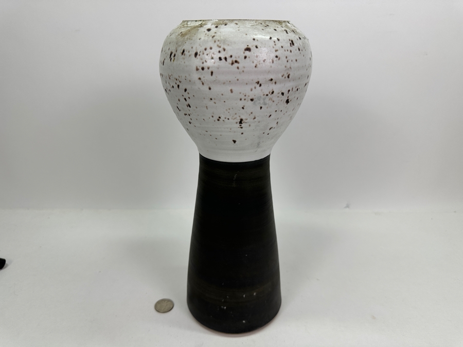 Vintage Mid-Century Signed Japanese Ceramic Glazed Vase 13.5'H [Photo 2]