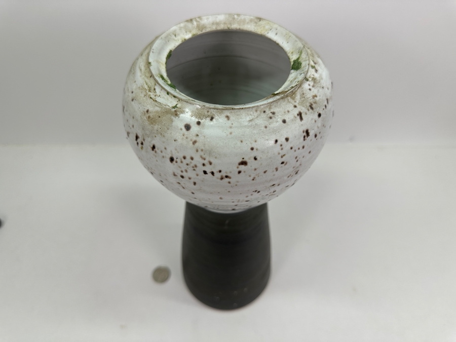 Vintage Mid-Century Signed Japanese Ceramic Glazed Vase 13.5'H [Photo 4]