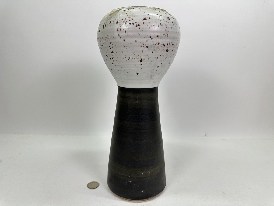 Vintage Mid-Century Signed Japanese Ceramic Glazed Vase 13.5'H [Photo 3]