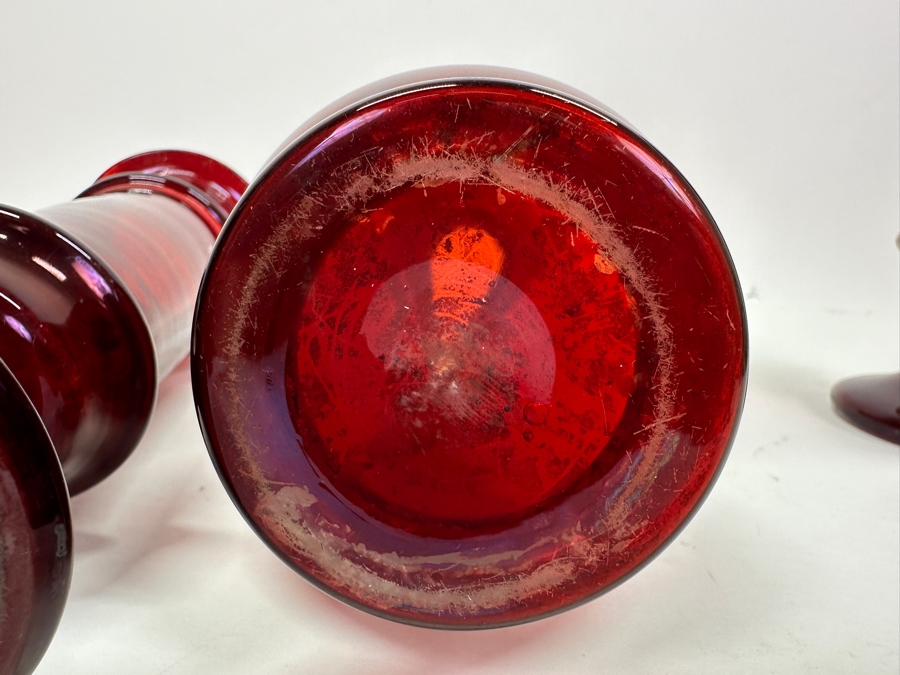Just Added - Vintage Ruby Red Hand Blown Vases 9.5'H & 10'H [Photo 4]
