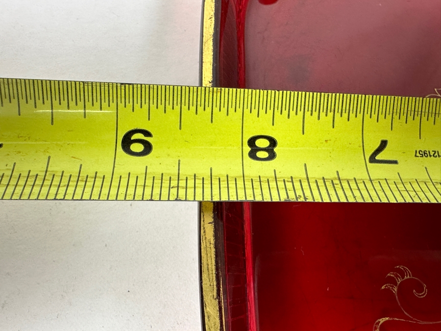 Vintage Ruby Red Tray With Gold Decorations 8.5W X .75H [Photo 9]