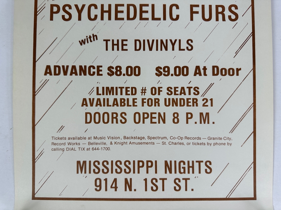 JUST ADDED - Vintage The Psychedelic Furs Mississippi Nights Concert Poster 11 X 17 [Photo 4]