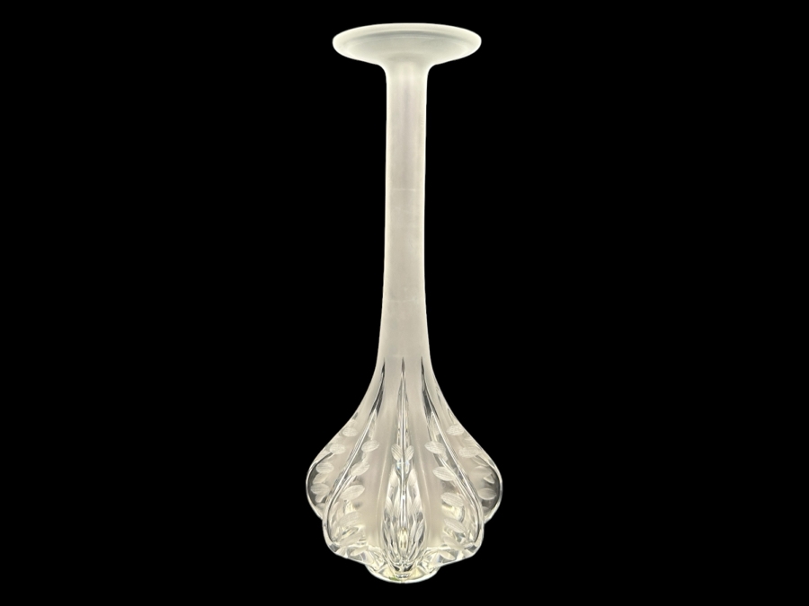 Stunning Lalique France Etched Crystal Vase 13.5H [Photo 2]