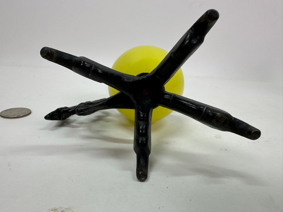 Antique Eagle Claw Yellow Opaline Glass Candle Holder Chamberstick 6H [Photo 7]