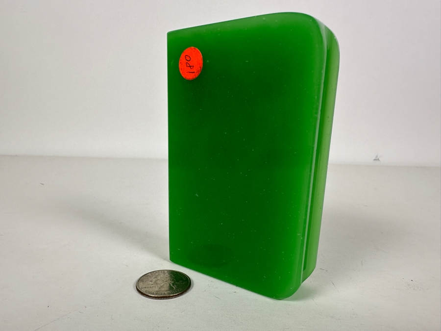Just Added - Antique Green Opaline Glass Paperweight In Form Of A Book 4.25W X 3D X 0.75H [Photo 2]