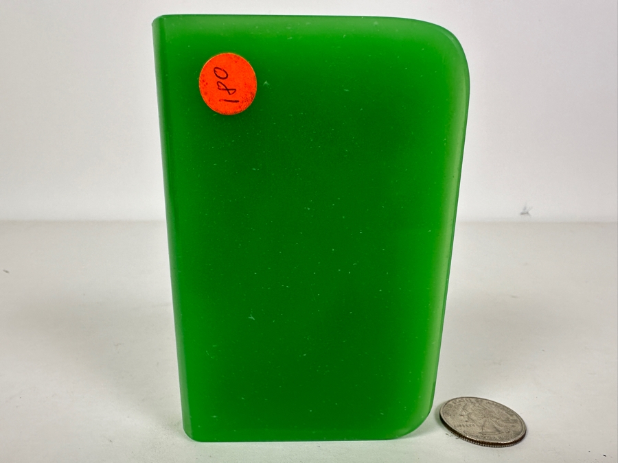 Just Added - Antique Green Opaline Glass Paperweight In Form Of A Book 4.25W X 3D X 0.75H [Photo 4]