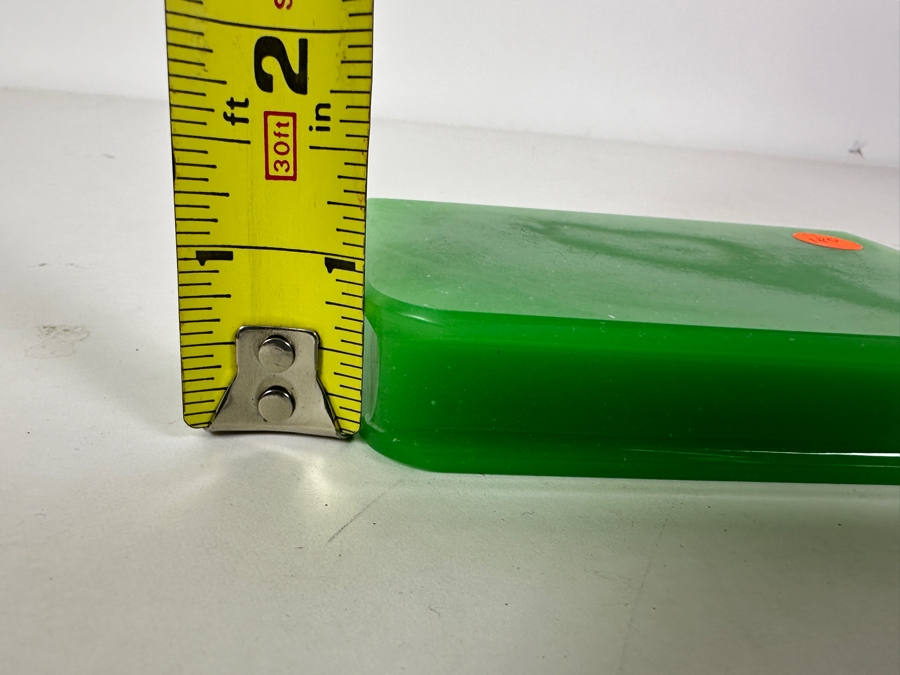 Just Added - Antique Green Opaline Glass Paperweight In Form Of A Book 4.25W X 3D X 0.75H [Photo 12]