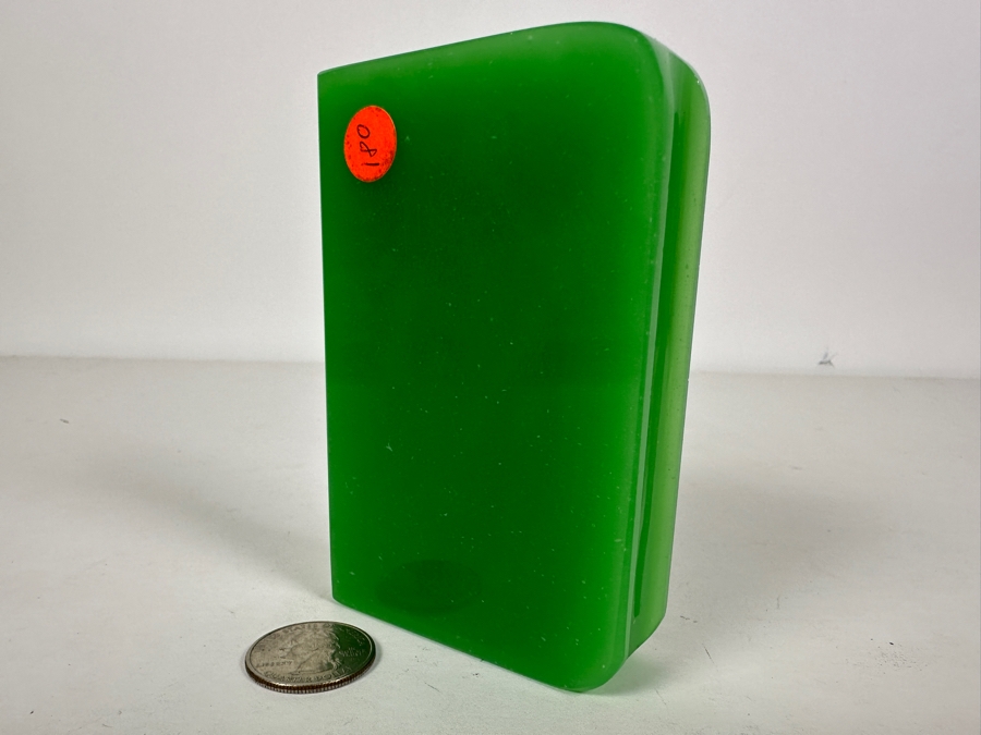 Just Added - Antique Green Opaline Glass Paperweight In Form Of A Book 4.25W X 3D X 0.75H [Photo 3]