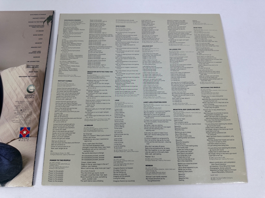 The John Lennon Collection Geffen Records GHSP 2023 1982 Vinyl Record [Photo 9]