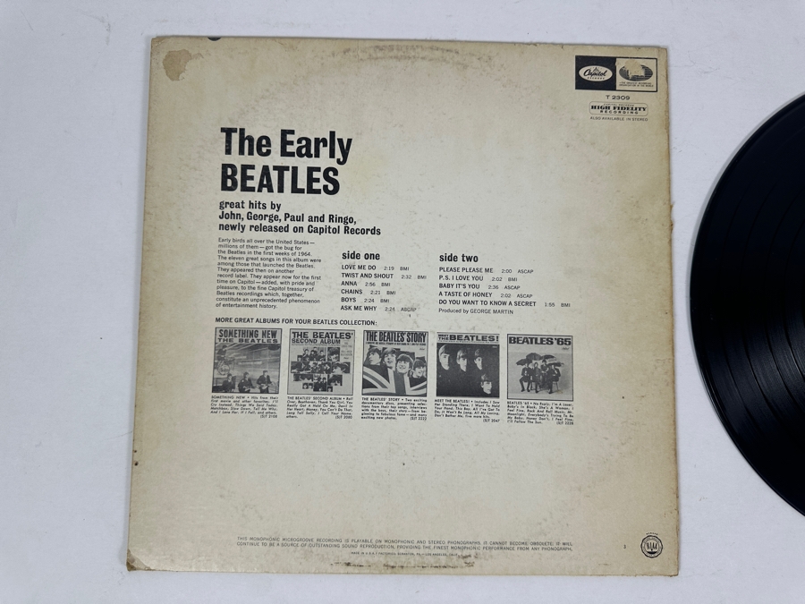 The Beatles - The Early Beatles Capitol Records T-2309 Vinyl Record [Photo 3]