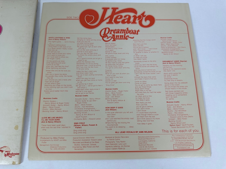 Heart - Dreamboat Annie Mushroom Records MRS-5005 1975 Gatefold Vinyl Record [Photo 11]