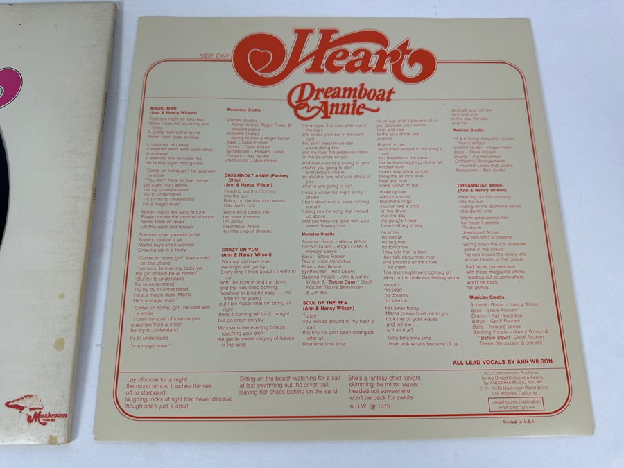 Heart - Dreamboat Annie Mushroom Records MRS-5005 1975 Gatefold Vinyl Record [Photo 12]