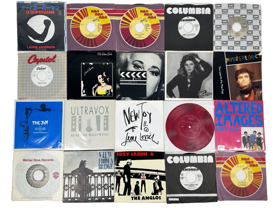 20 Early 1980s Era 45 RPM Vinyl Records Mainly Promo Copies (See Photos)
