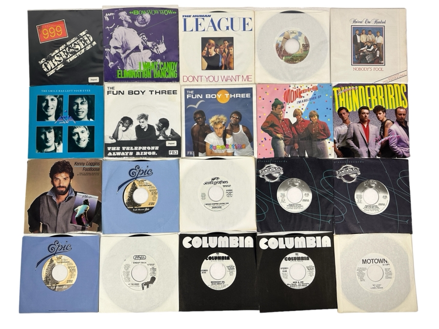 20 Early 1980s Era 45 RPM Vinyl Records Mainly Promo Copies (See Photos)