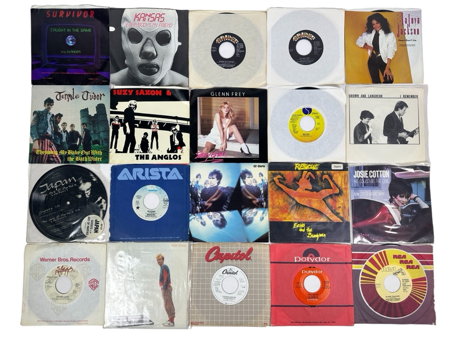 20 Early 1980s Era 45 RPM Vinyl Records Mainly Promo Copies (See Photos)