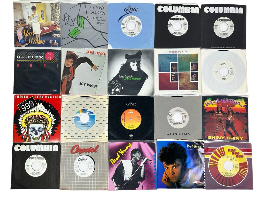 20 Early 1980s Era 45 RPM Vinyl Records Mainly Promo Copies (See Photos) [Photo 1]