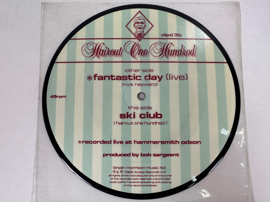 Haircut One Hundred - Fantastic Davy (Live) Arista Records Clipd 3 7' 45 RPM Single Picture Disc 1982 [Photo 2]