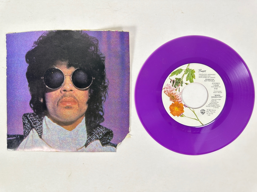 Prince - When Doves Cry Warner Bros Records 7-29286 45 RPM Vinyl Record 1984 Promo Copy Purple Vinyl [Photo 1]