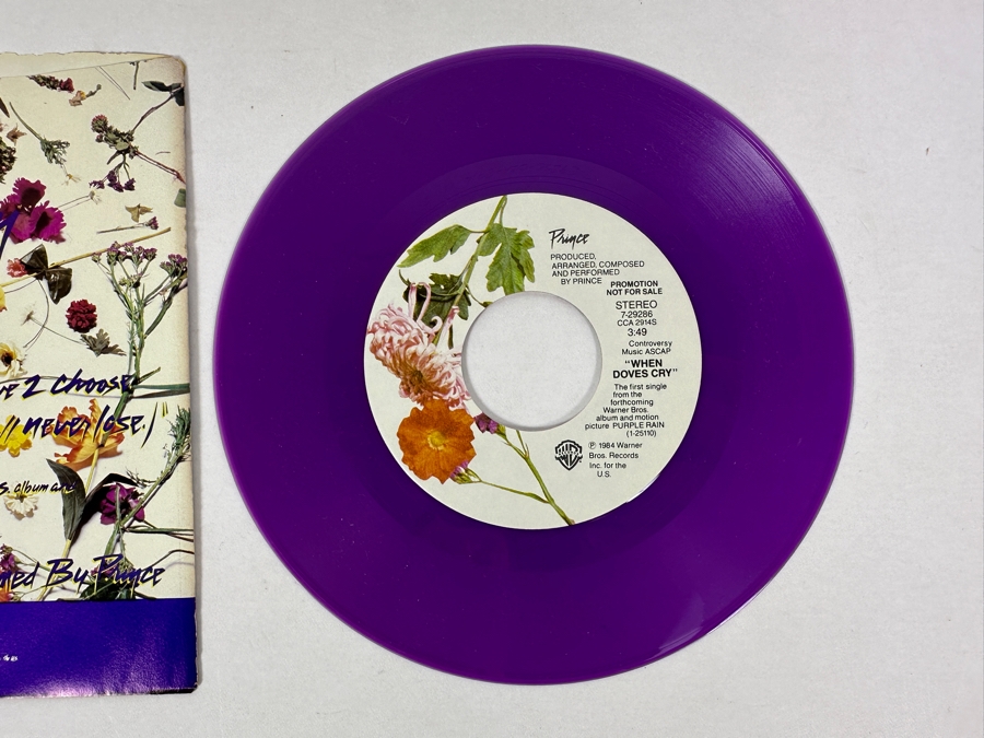 Prince - When Doves Cry Warner Bros Records 7-29286 45 RPM Vinyl Record 1984 Promo Copy Purple Vinyl [Photo 7]