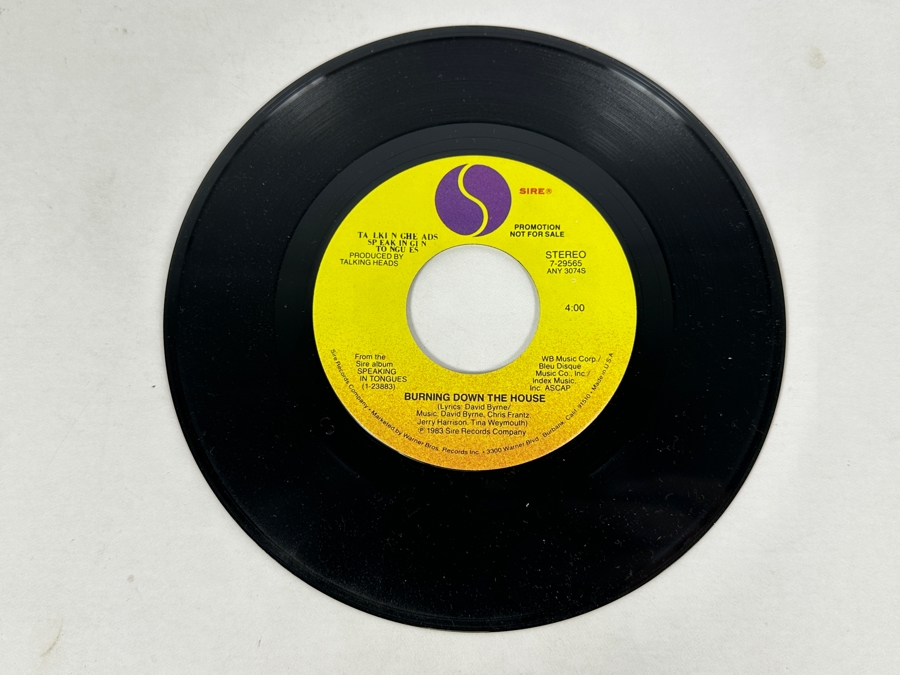 Talking Heads - Burning Down The House 7-29565 Sire Records 45 RPM Vinyl Record 1983 Promo Copy [Photo 7]
