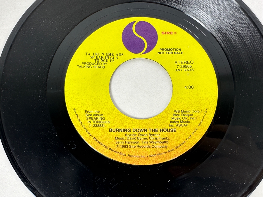 Talking Heads - Burning Down The House 7-29565 Sire Records 45 RPM Vinyl Record 1983 Promo Copy [Photo 8]