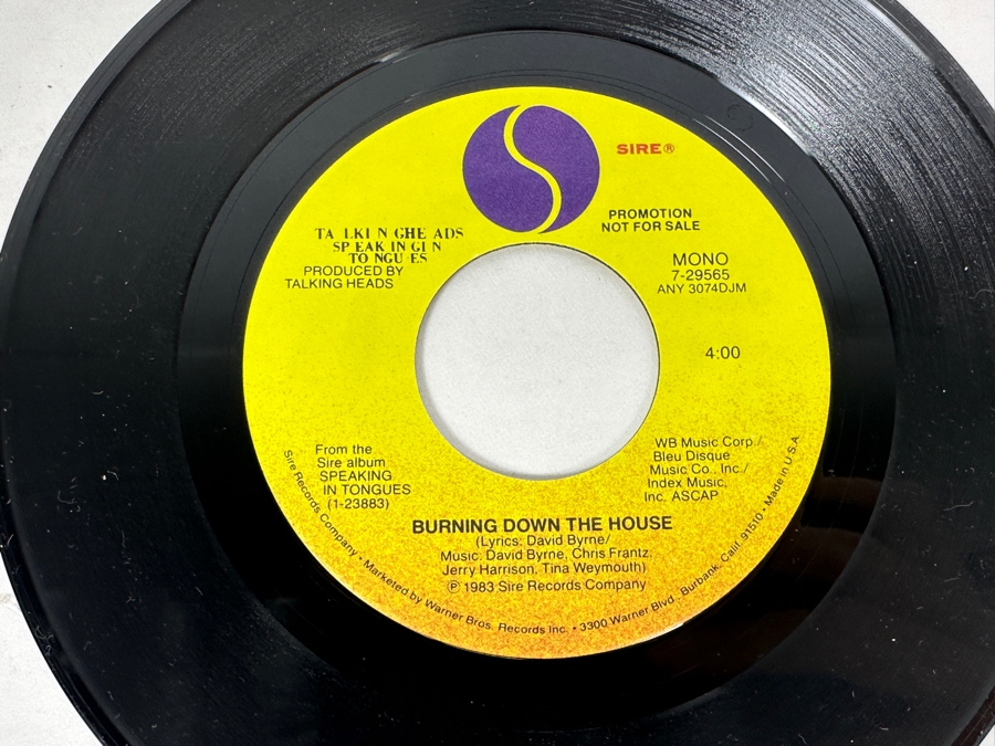 Talking Heads - Burning Down The House 7-29565 Sire Records 45 RPM Vinyl Record 1983 Promo Copy [Photo 6]