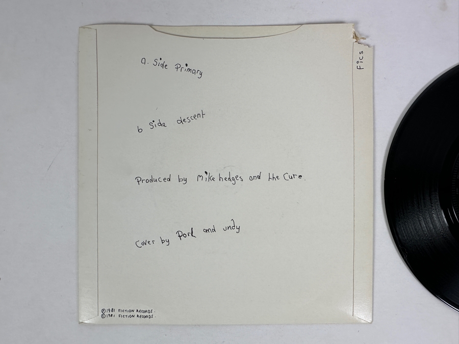The Cure - Primary Fiction Records Fics 12 7' Single 45 RPM Vinyl Record 1981 Small Hole UK 1981 [Photo 4]