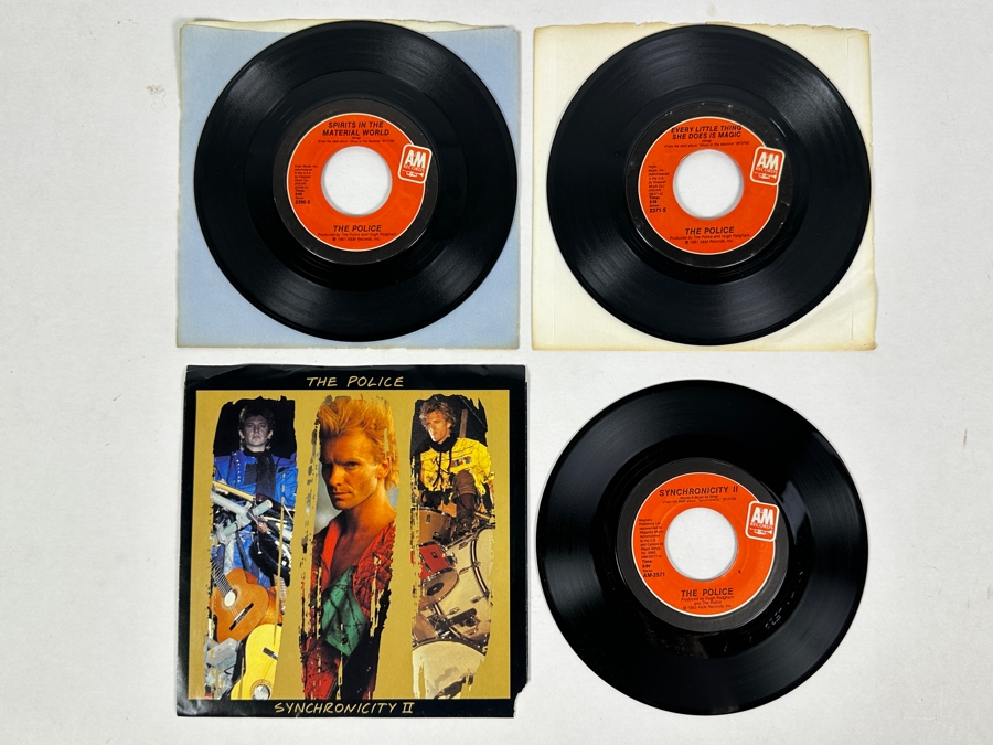 The Police - Spirits In The Material World 2390-S 1981 / Every Little Thing She Does Is Magic 2371-S 1981 / Synchronicity II AM-2571 1983 A&M Records 45 RPM 3 X Vinyl Records [Photo 1]