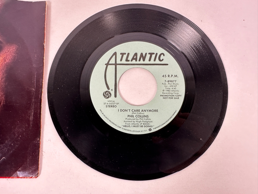 Phil Collins - I Don't Care Anymore Atlantic Records 7-89877 1982 45 RPM Vinyl Record Promo Copy [Photo 3]