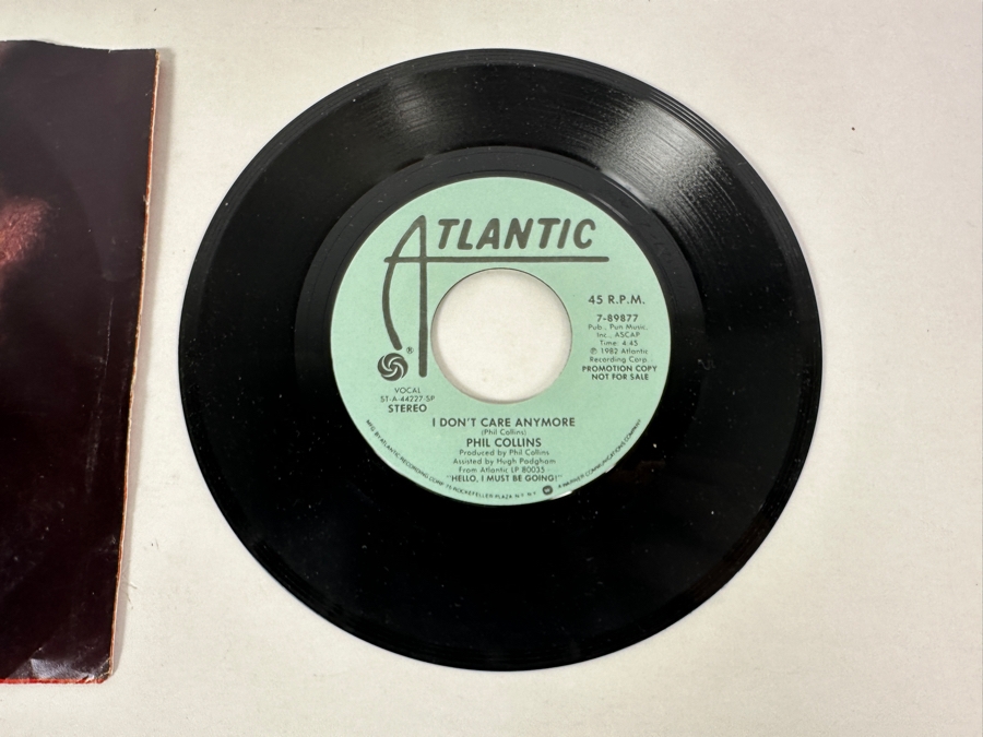 Phil Collins - I Don't Care Anymore Atlantic Records 7-89877 1982 45 RPM Vinyl Record Promo Copy [Photo 5]