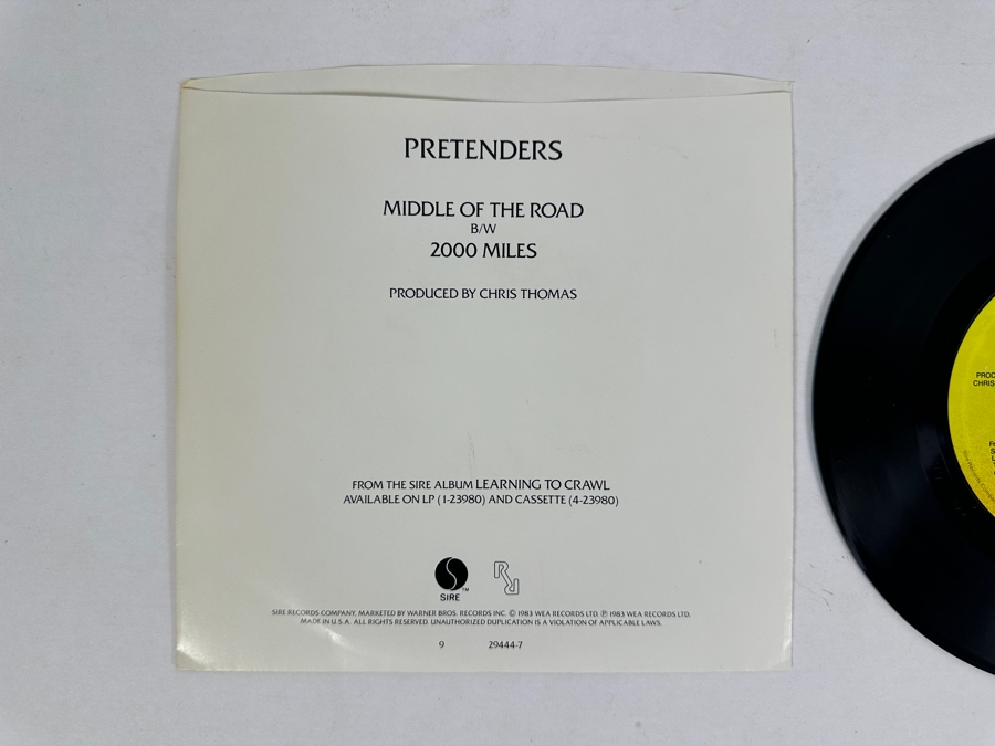 The Pretenders - Middle Of The Road Sire Records 7-29444 1983 45 RPM Vinyl Record Promo Copy [Photo 3]