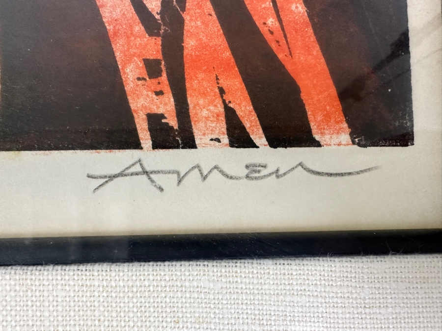 Irving Amen (1918–2011, American) Abstract Expressionist Lithograph Artist Proof Hand Signed By Artist Titled 'Prophet #4' 16.5 X 22 Framed 26 X 31 [Photo 5]