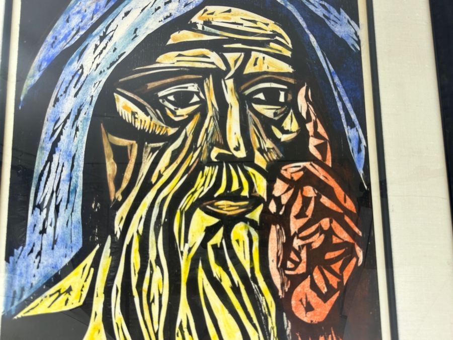 Irving Amen (1918–2011, American) Abstract Expressionist Lithograph Artist Proof Hand Signed By Artist Titled 'Prophet #4' 16.5 X 22 Framed 26 X 31 [Photo 3]