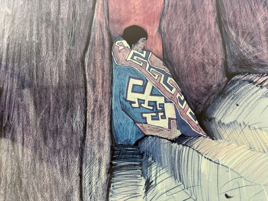 Amado Maurilio Pena, Jr (Born 1943) Hand Signed Artist Gallery Poster Titled 'El Taller On The Plaza' Indian Market / 1991 / Santa Fe Framed 25 X 34.5 [Photo 3]