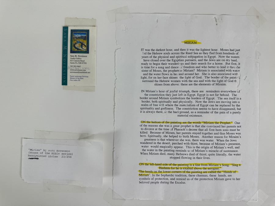 Sara M. Novenson Handpainted Giclee Titled 'Miriam' Women Of The Bible Series Limited Edition 23 Of 250 17.5 X 21.5 Framed 26 X 29 [Photo 14]