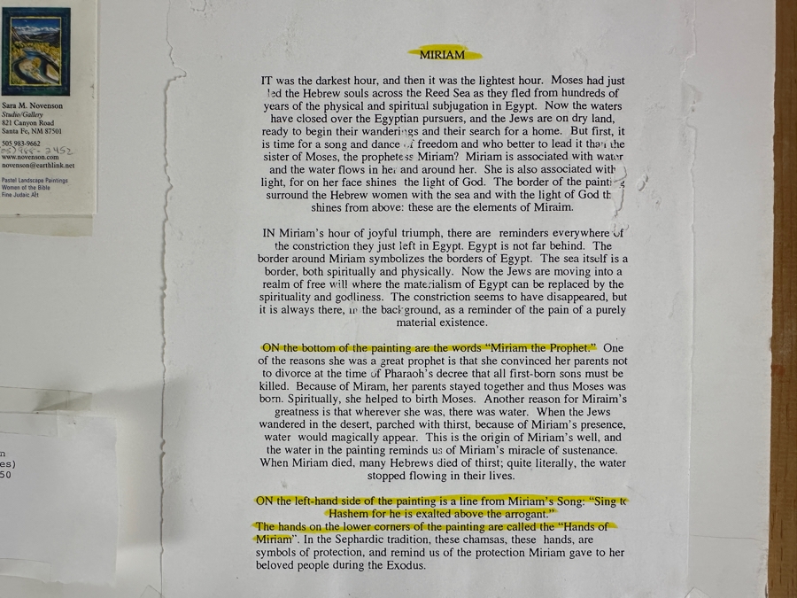 Sara M. Novenson Handpainted Giclee Titled 'Miriam' Women Of The Bible Series Limited Edition 23 Of 250 17.5 X 21.5 Framed 26 X 29 [Photo 17]