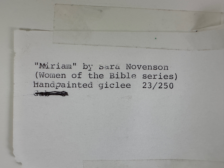 Sara M. Novenson Handpainted Giclee Titled 'Miriam' Women Of The Bible Series Limited Edition 23 Of 250 17.5 X 21.5 Framed 26 X 29 [Photo 15]