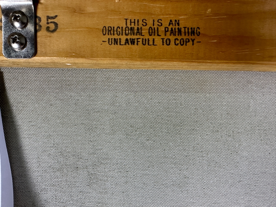 Original Oil Painting On Canvas Of Two Peacocks Unsigned 3'W X 4'H [Photo 7]