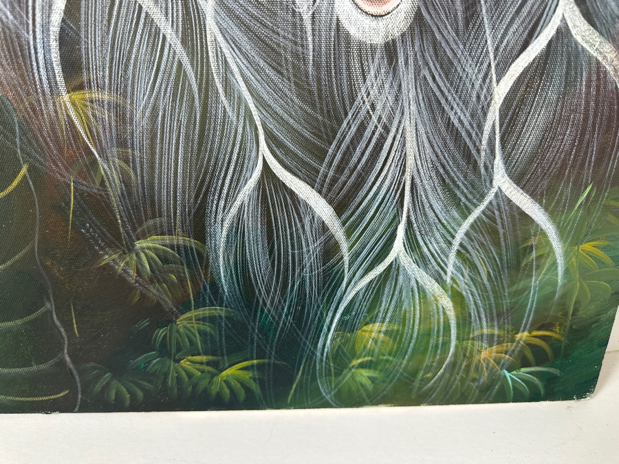 Original Oil Painting On Canvas Of Two Peacocks Unsigned 3'W X 4'H [Photo 6]