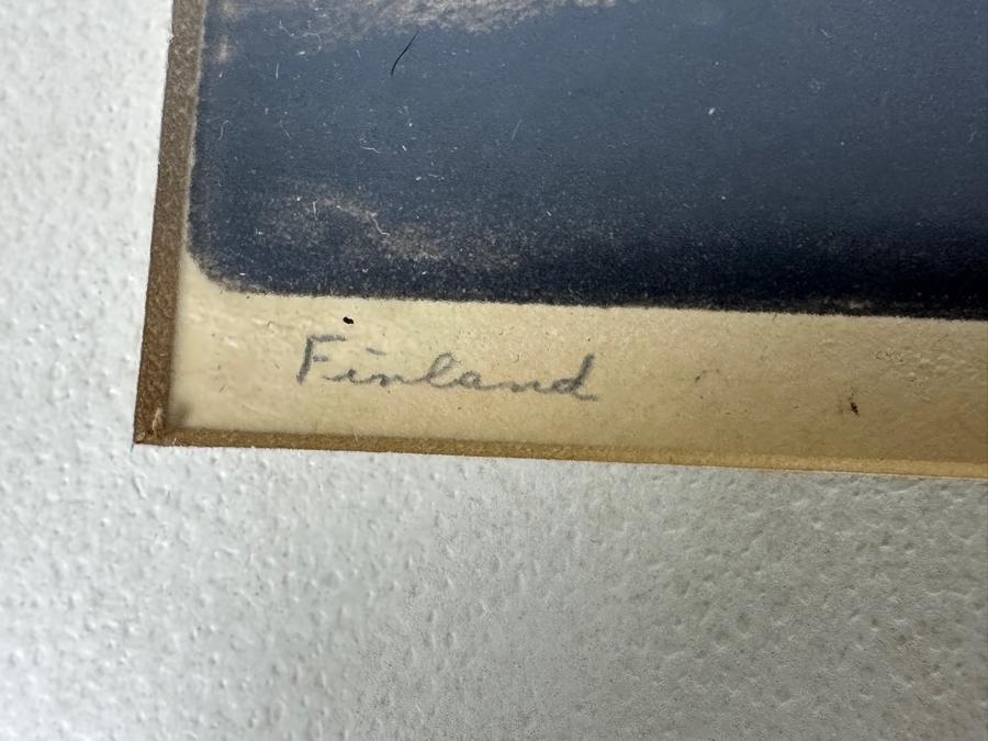 Antique Harbor Print Signed B. Johnson Finland 10.5 X 8.5 Framed 16.5 X 12.5 [Photo 8]