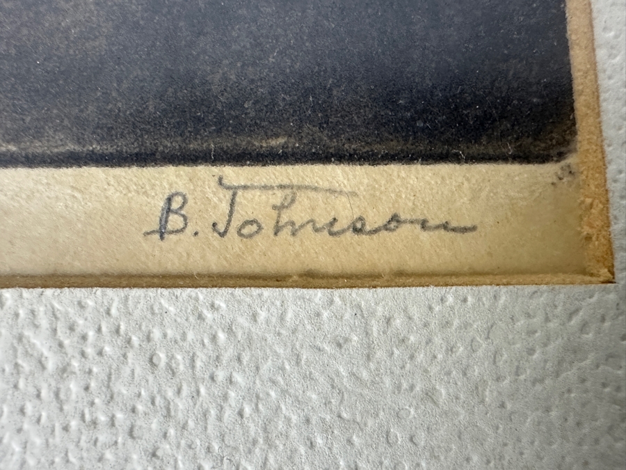 Antique Harbor Print Signed B. Johnson Finland 10.5 X 8.5 Framed 16.5 X 12.5 [Photo 7]