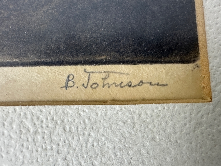 Antique Harbor Print Signed B. Johnson Finland 10.5 X 8.5 Framed 16.5 X 12.5 [Photo 6]