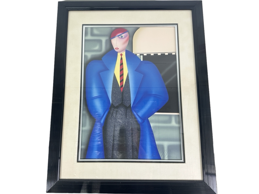Robin Morris Hand Signed Limited Edition Screen Print Titled 'Her New Blue Coat' 1988 Numbered 58 Of 350 20.5 X 29 Framed 33.5 X 41.5 [Photo 2]