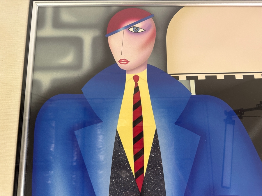 Robin Morris Hand Signed Limited Edition Screen Print Titled 'Her New Blue Coat' 1988 Numbered 58 Of 350 20.5 X 29 Framed 33.5 X 41.5 [Photo 5]