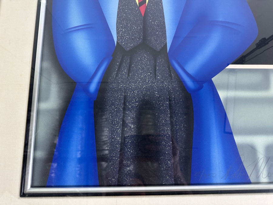 Robin Morris Hand Signed Limited Edition Screen Print Titled 'Her New Blue Coat' 1988 Numbered 58 Of 350 20.5 X 29 Framed 33.5 X 41.5 [Photo 7]