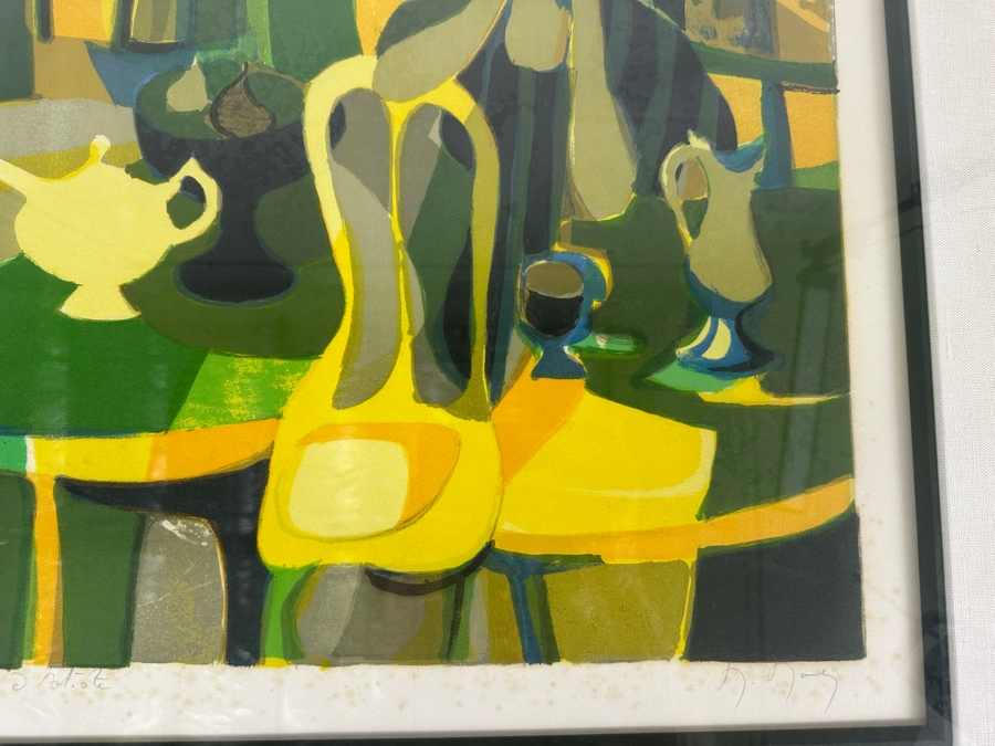 Marcel Mouly (1918-2008, French) 'At The Cafe' Hand Signed Lithograph 19 X 25 Framed 30 X 35 [Photo 5]
