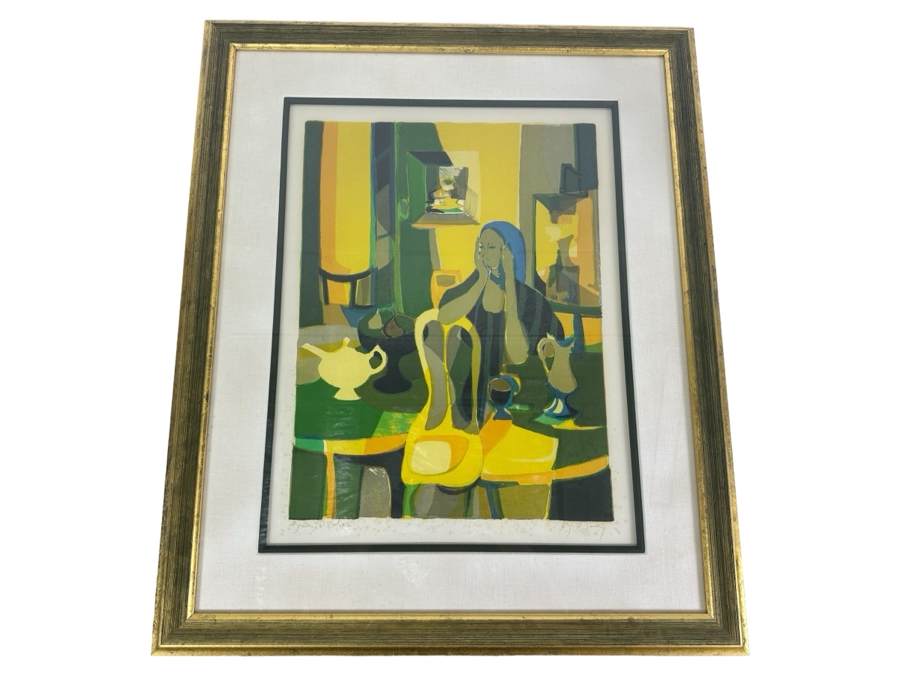Marcel Mouly (1918-2008, French) 'At The Cafe' Hand Signed Lithograph 19 X 25 Framed 30 X 35 [Photo 2]