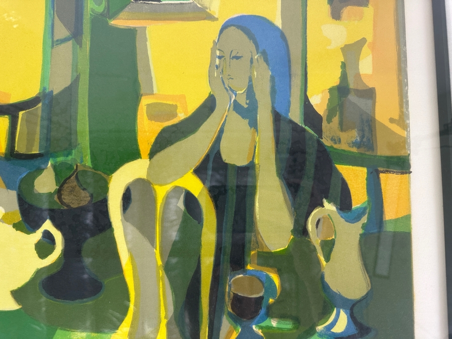 Marcel Mouly (1918-2008, French) 'At The Cafe' Hand Signed Lithograph 19 X 25 Framed 30 X 35 [Photo 3]