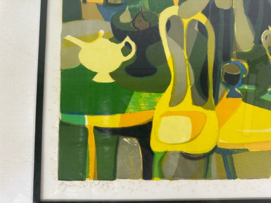 Marcel Mouly (1918-2008, French) 'At The Cafe' Hand Signed Lithograph 19 X 25 Framed 30 X 35 [Photo 6]