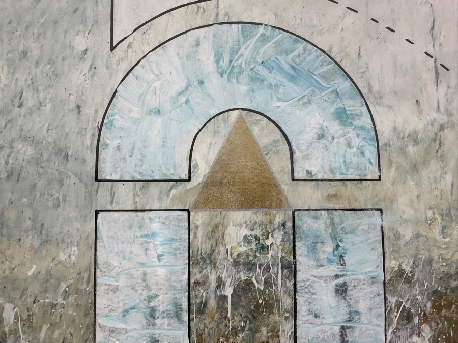 Ralph W. Groff Original Geometric Mixed-Media Painting On Paper Artist Signed 16 X 24 Framed 26 X 33 [Photo 6]